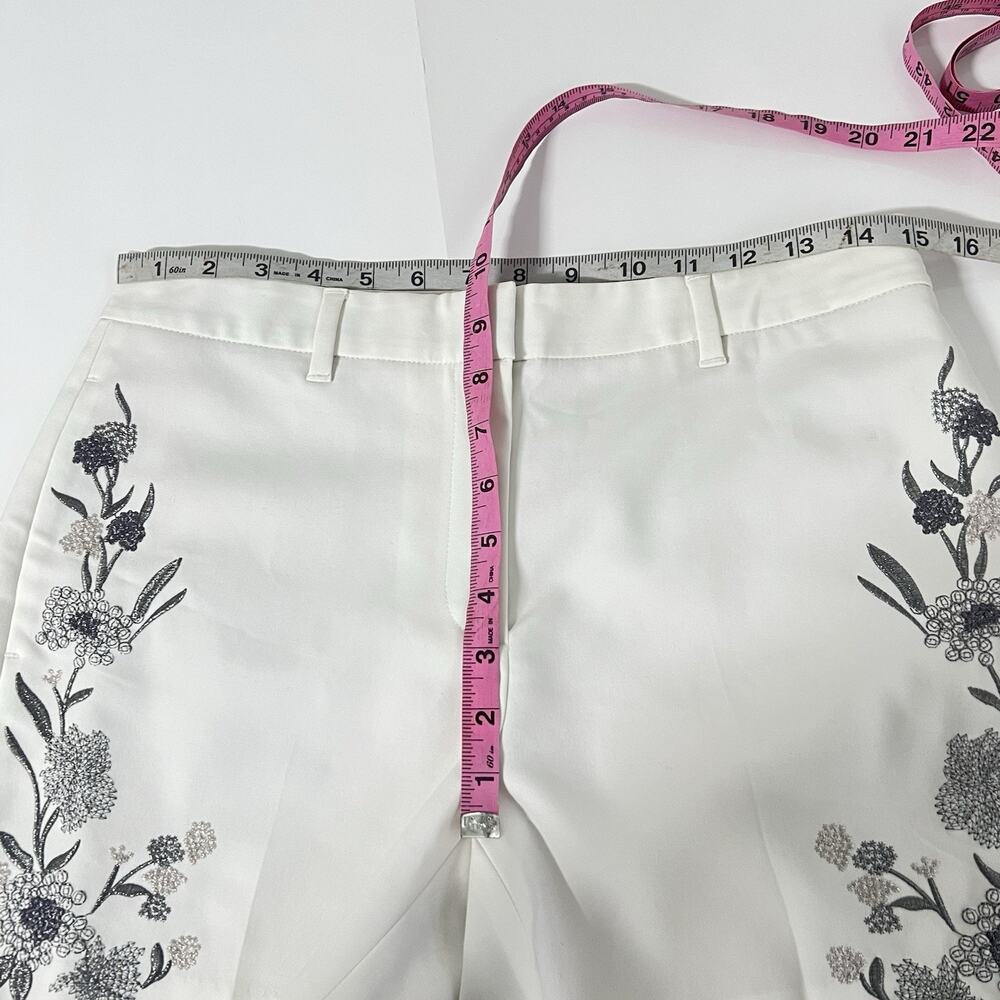 White House Black Market Black Women 6 Embroidered The 5" Short Floral Ivory - Picture 9 of 11